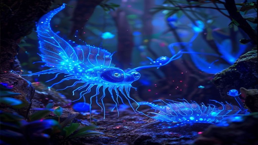 Towering Bioluminescent Deep Creatures Glow