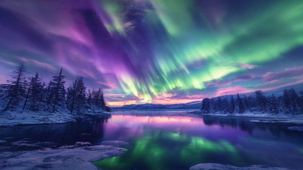 Immense Aurora Borealis Green Frozen