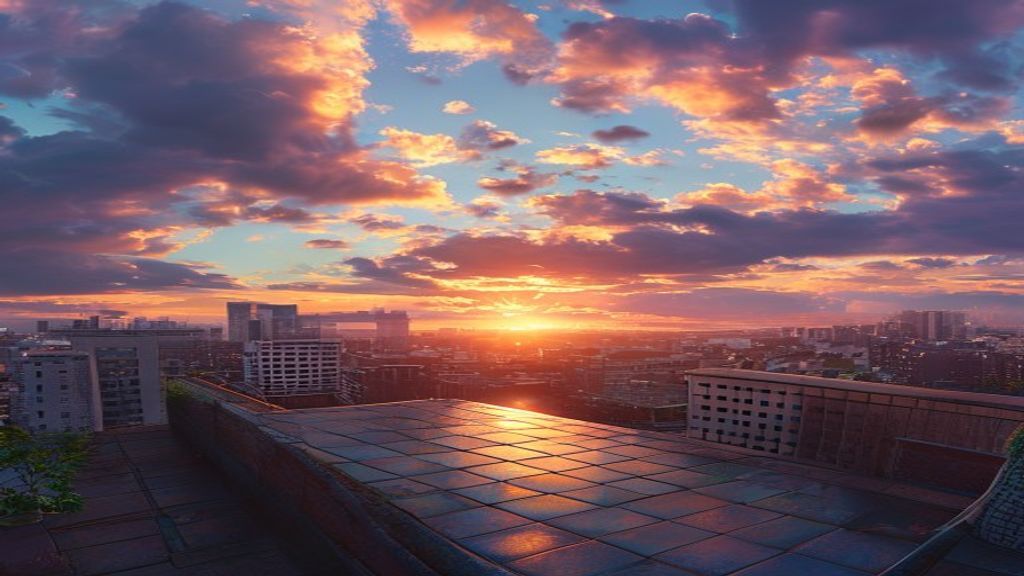 Stunning Rooftop Skyline Clouds Panorama