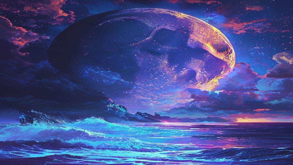 Alluring Giant Moon Touching by Night