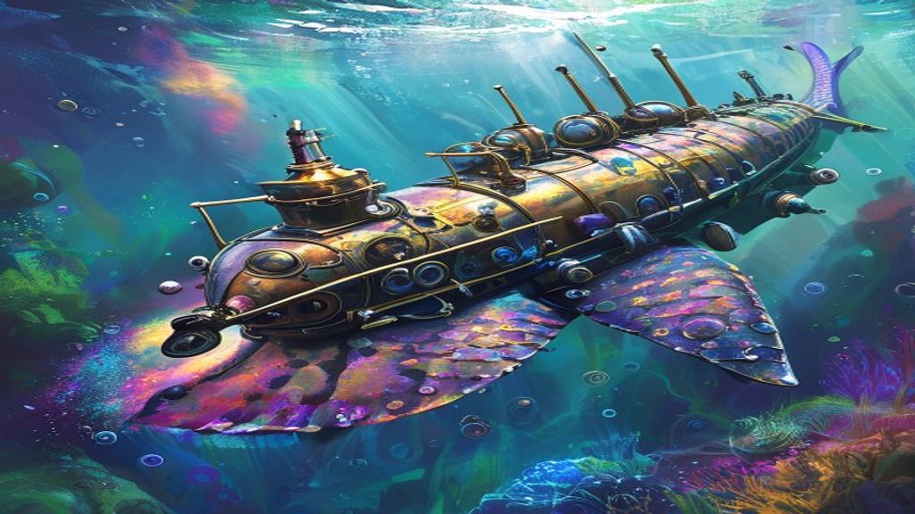 Cosmic Nautilus Submarine Brass Depths