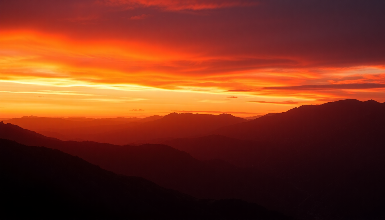 Lustrous Fire Sky Orange at Sunset