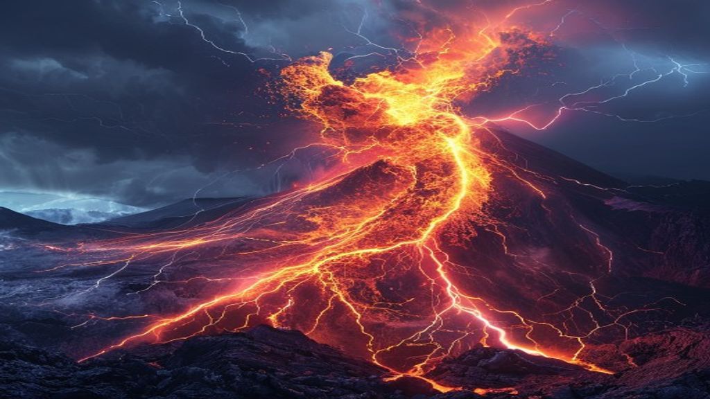 Dramatic Volcanic Lightning Eruption