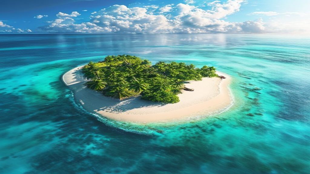 Tranquil Maldives Sandbar Island from Above