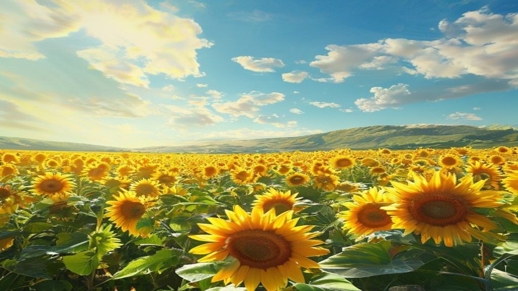 Lush Sunflower Field Endless in Summer