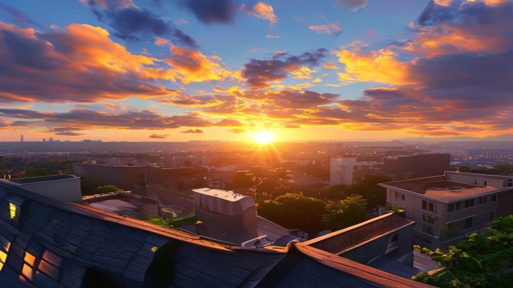 Alluring Rooftop Skyline Clouds Panorama