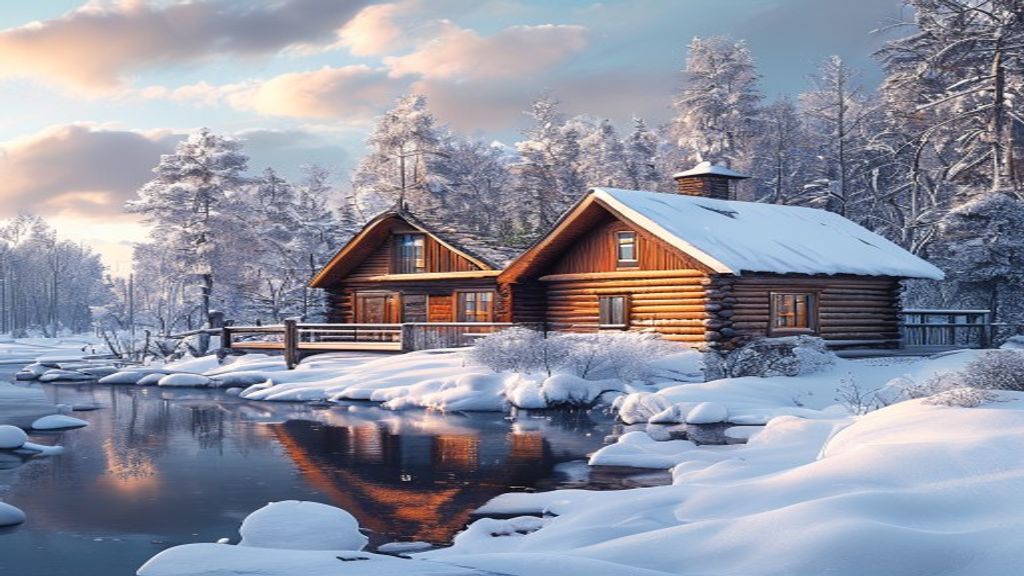 Luminous Nordic Cabin Isolation in Winter