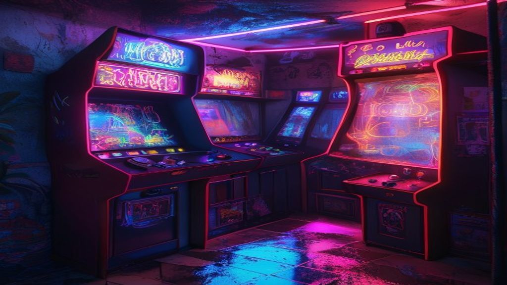 Enchanted Arcade Cabinet Glow Neon Dreams