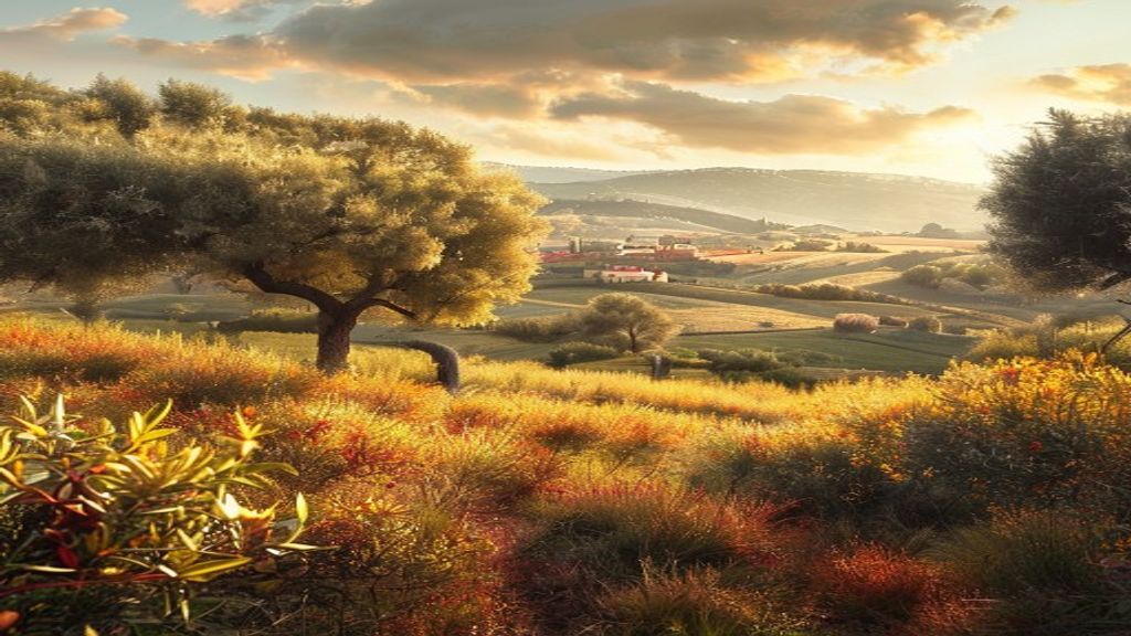 Shimmering Tuscany Olive Grove in Golden Light