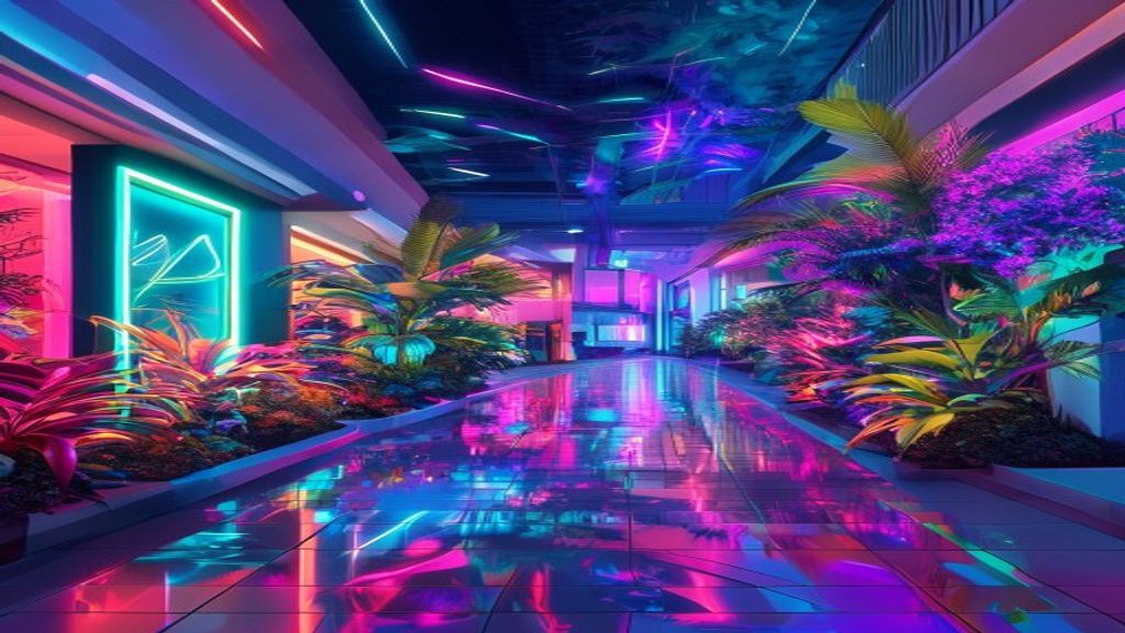 Vast Empty Mall 90s Neon Dreams