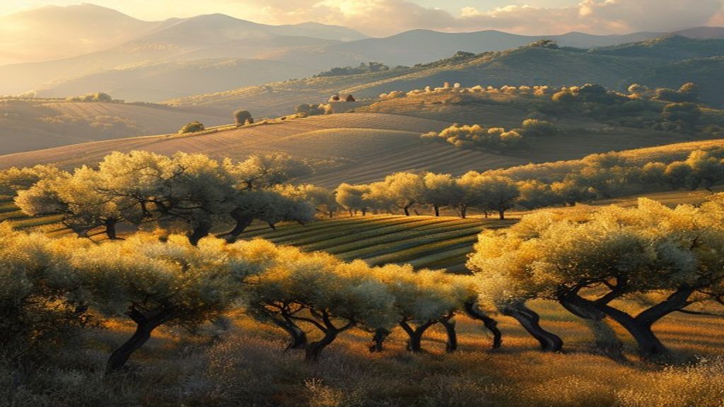 Stunning Tuscany Olive Grove in Golden Light