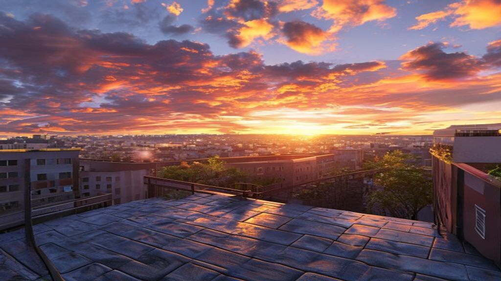 Dreamlike Rooftop Skyline Clouds Panorama