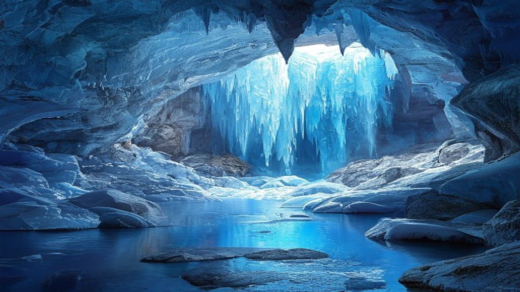 Dramatic Ice Cave Interior Crystal