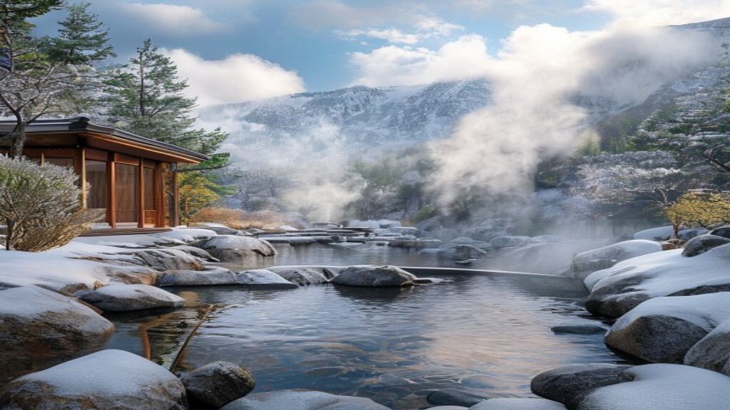 Lustrous Onsen Hot Outdoor in Spring