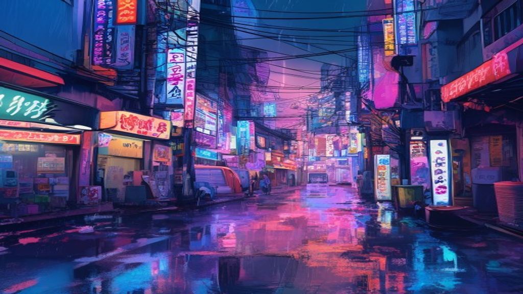 Lustrous Tokyo Street Signs in the Rain