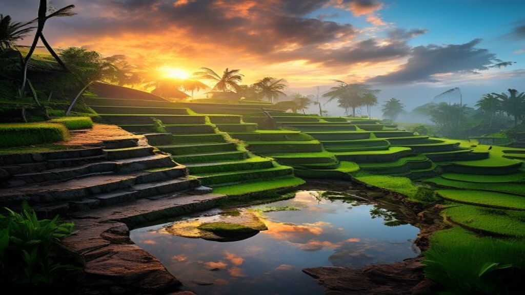 Vast Bali Rice Terraces Reflections
