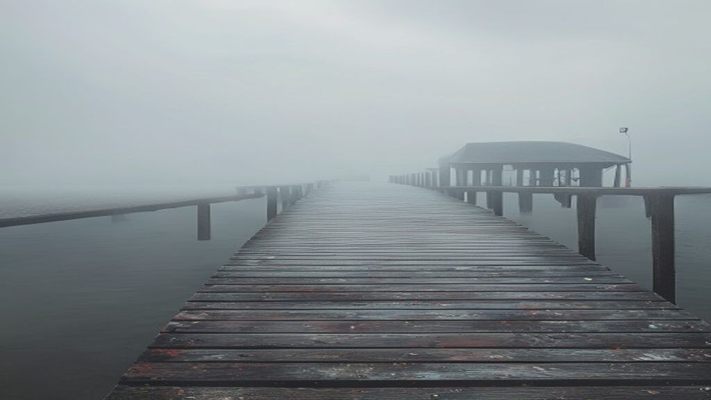 Striking Foggy Pier Disappearing
