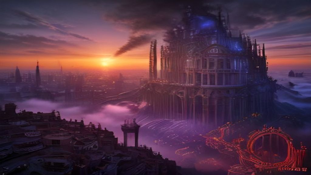 Remarkable Steampunk City Brass at Sunset