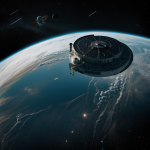 An eerie abandoned spacecraft drifting silently through the vastness of outer space, surrounded by stars and cosmic wonders.