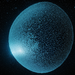 A mesmerizing view of an alien Dyson swarm, glittering in space, showcasing advanced extraterrestrial engineering and celestial beauty.