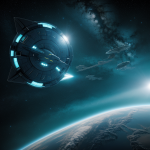 A massive alien fleet hovers over a futuristic Earth, casting shadows over a sprawling cityscape, igniting curiosity about extraterrestrial life and the universe.