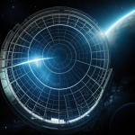 A breathtaking view of an alien starship megastructure illuminated by distant stars, showcasing the wonders of extraterrestrial engineering in the cosmos.