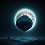 A mystical alien temple floating in orbit, showcasing intricate design and celestial beauty against the starry backdrop of space.