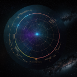 A holographic representation of an ancient alien star map, showcasing intricate cosmic designs and mysterious symbols, evoking intrigue and fascination.