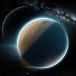 A breathtaking view of an artificial ring encircling a distant planet, showcasing the intricate details and cosmic beauty of this celestial phenomenon.