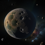 An artistic depiction of a small colony established on an asteroid, showcasing futuristic living conditions and the vastness of space.