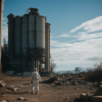 An astronaut explores mysterious alien ruins on an unknown planet, unveiling secrets of a lost extraterrestrial civilization under a starry cosmic sky.