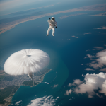 An astronaut floating above Earth, showcasing the breathtaking view of the blue planet from space, capturing the beauty and wonder of space exploration.