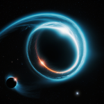 A captivating black hole with a glowing accretion disk, illustrating the cosmic forces and radiant energy surrounding these mysterious space phenomena.