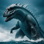 A colossal sea monster with massive tentacles rising ominously from the depths of the ocean, capturing the mystery and allure of deep-sea legends.