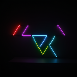 A captivating dark mode polygonal neon design featuring vibrant geometric shapes and glowing neon colors that exemplify modern digital aesthetics.