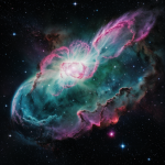 A stunning nebula shaped like dragon wings, showcasing vibrant cosmic colors and intricate star patterns in deep space.