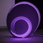 A breathtaking view of a Dyson ring glowing with a vibrant purple hue, showcasing the cosmic beauty and mysterious allure of this astronomical phenomenon.