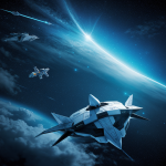 A stunning frozen wallpaper depicting an epic spaceship battle, capturing the essence of a galactic showdown in a cosmic setting.