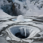 A breathtaking view of frozen geysers erupting on Enceladus, Saturn's icy moon, showcasing the celestial beauty and mysteries of this distant world.