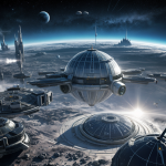 A mesmerizing view of a futuristic colony on Europa, showcasing advanced architecture and cosmic landscapes that inspire space exploration dreams.