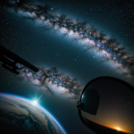 An astronaut's visor reflecting a vibrant galaxy, capturing the beauty and wonder of the cosmos in a stunning display of celestial elegance.
