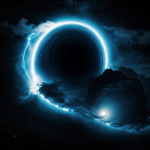 A mesmerizing image of a gas giant storm with an eye-like shape, showcasing vibrant colors and swirling patterns on a colossal planet.