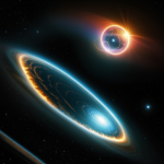 A glowing wormhole hovering above Earth, illuminating the atmosphere with cosmic light and sparking curiosity about space-time travel.