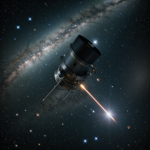 A Hubble-style telescope set against a backdrop of shimmering stars, capturing the vastness of the cosmos and unveiling celestial mysteries.