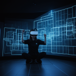 A visually stunning infinite virtual reality grid that showcases endless possibilities and immersive experiences in the digital realm.