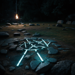A set of ancient stones adorned with glowing magical runes, casting an enchanting light and revealing mystical symbols from a bygone era.