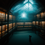 A mystical library glowing with magical light, filled with shelves of books that hold secrets and enchantment, enticing readers into a world of fantasy.