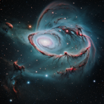 A stunning nebula in space shaped like a giant hand, showcasing vibrant interstellar clouds and cosmic colors against the backdrop of the universe.