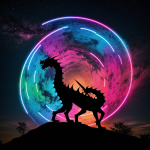 A striking neon dragon silhouette glows vividly against the night sky, creating a captivating and mystical visual experience that sparks the imagination.