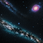 A neon galaxy with vividly glowing stars and planets, illustrating the enchanting beauty of cosmic wonders in bright neon colors.